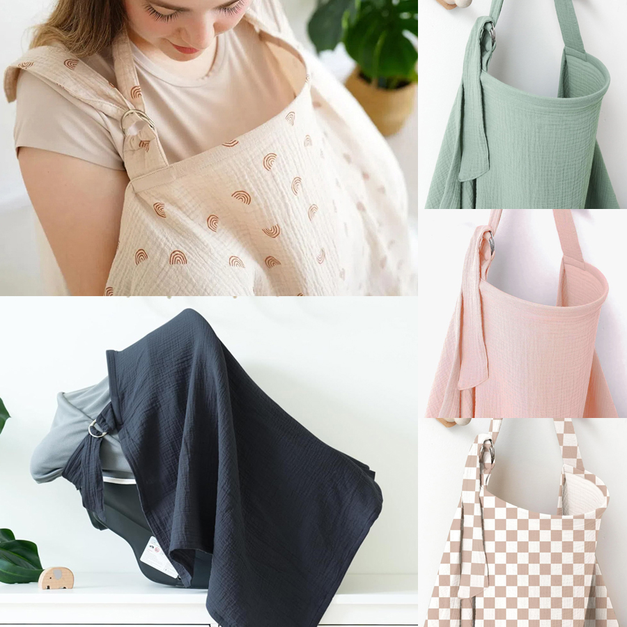 Infant Car Seat Cover - Couverture d'allaitement en mousseline portable 100%